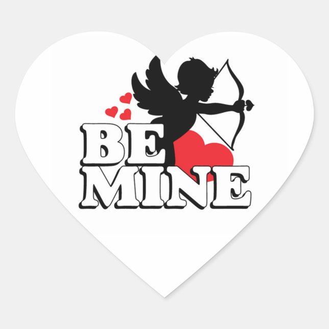 Custom Heart Sticker/Cupid Be Mine Sticker (Front)