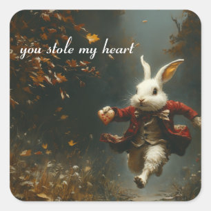 Custom Heart Thief Bunny Vintage Storybook Square Sticker