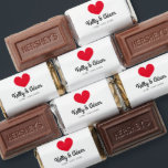 Custom heart wedding chocolates with couple's name hershey's miniatures<br><div class="desc">Custom heart wedding chocolates with couple's name. Hershey's Miniatures candy party favor with red love symbol. Modern design with personalized name of bride and groom couple, newly weds or other name. Small packs with trendy typography. Add your own unique name and date on the wrapper of these sweets. Customizable color....</div>
