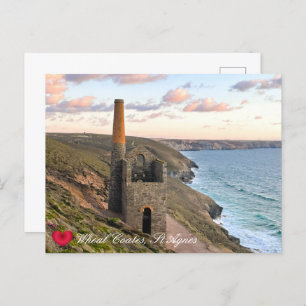 Custom Heart Wheal Coates St Agnes Cornwall Photo Holiday Postcard