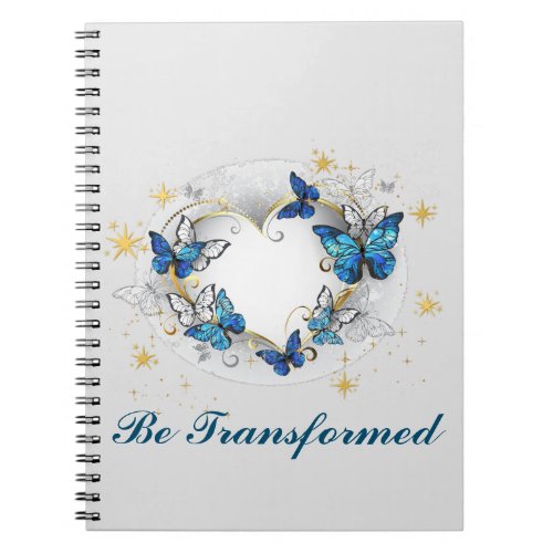 Custom Heart with Butterflies Morpho Notebook