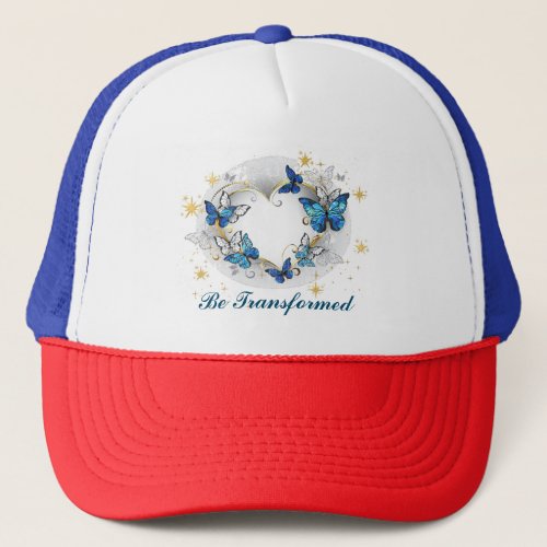 Custom Heart with Butterflies Morpho Trucker Hat