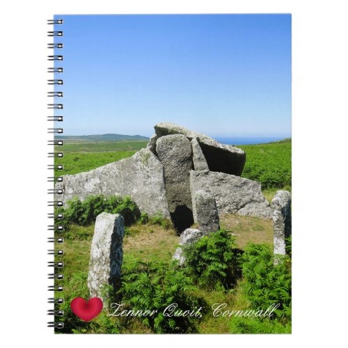 Custom Heart Zennor Quoit Megalith Photo Cornwall Notebook