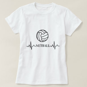 Custom Heartbeat and Ball Theme Netball T-Shirt