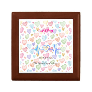 Custom Heartbeat Wooden Jewelry Box - Personalized