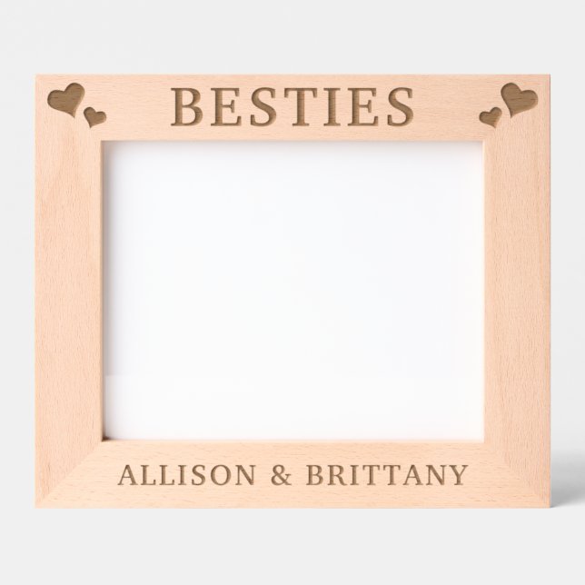 Custom Hearts Besties Friendship Engraved Frames (Front)