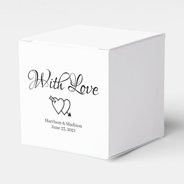 Custom hearts black white Wedding gift Favor Boxes (Front Side)