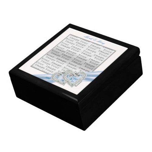 Custom Hearts Ice Blue Ribbon Gift Box