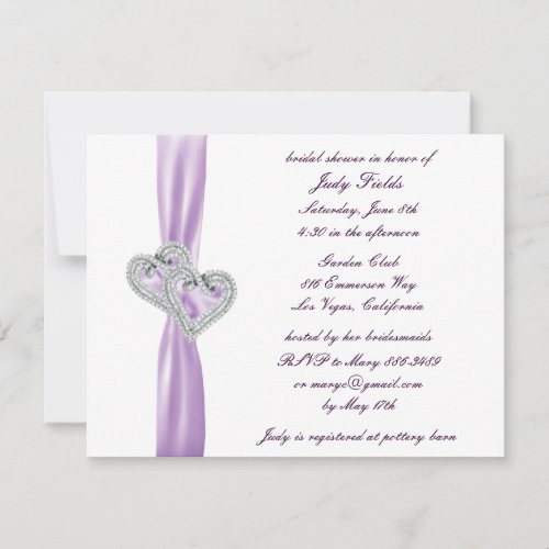Custom Hearts Lavender Bridal Shower Invitations
