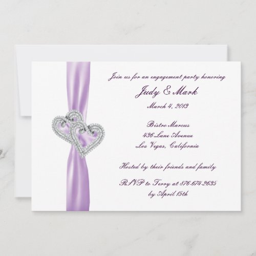 Custom Hearts Lavender Engagement Party Invitation
