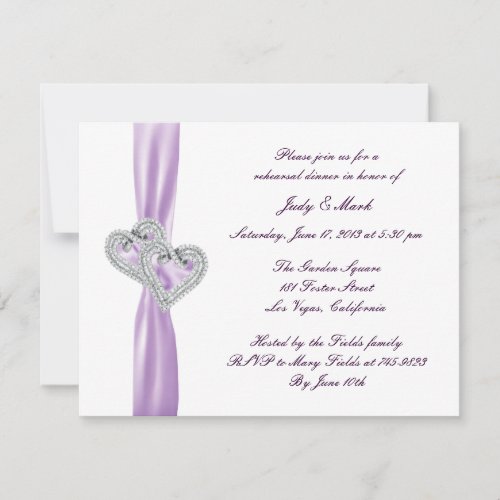 Custom Hearts Lavender Rehearsal Dinner Invitation