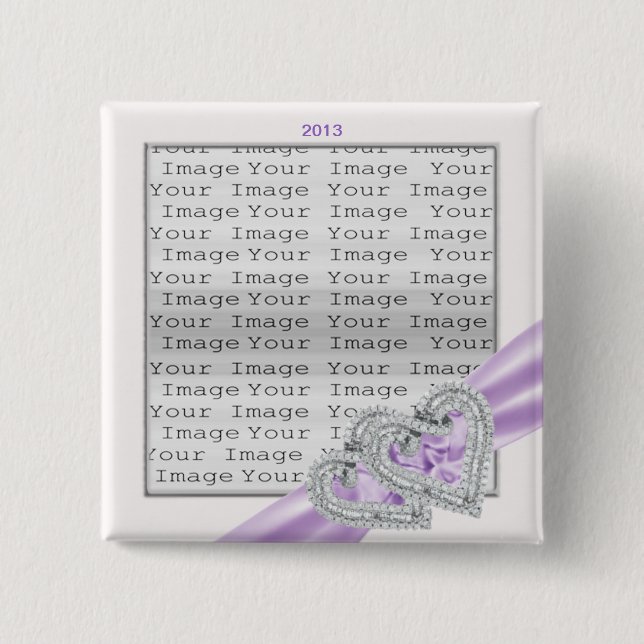 Custom Hearts Lavender Ribbon Button (Front)