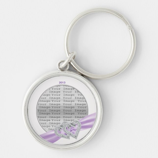 Custom Hearts Lavender Ribbon Key Chain (Front)