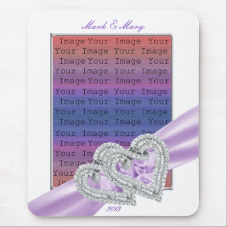 Custom Hearts Lavender Ribbon Mouse Pad