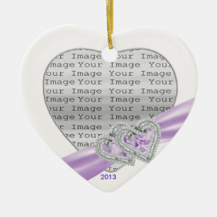 Custom Hearts Lavender Ribbon Ornament
