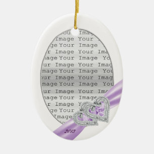 Custom Hearts Lavender Ribbon Ornament