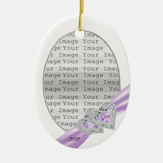 Custom Hearts Lavender Ribbon Ornament (Front)
