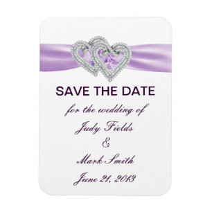 Custom Hearts Lavender Ribbon Save The Date Magnet