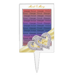 Custom Hearts Lemon Ribbon Cake Topper