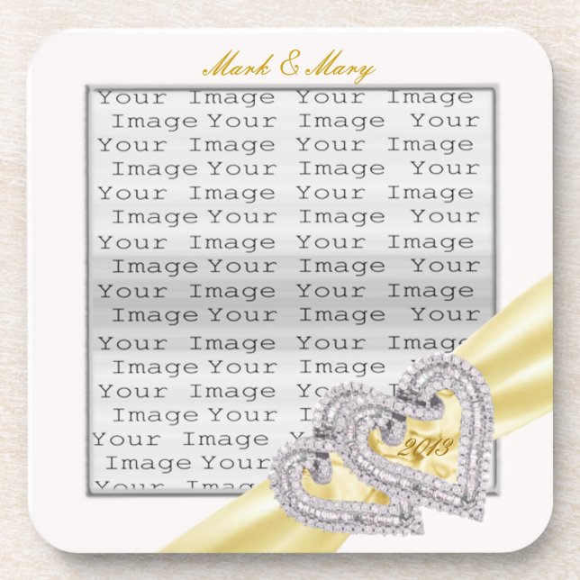 Custom Hearts Lemon Ribbon Coasters (Front)