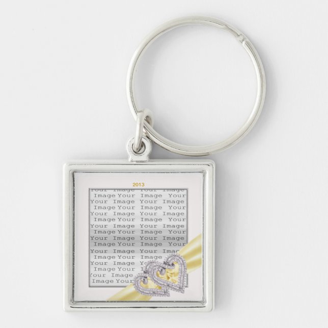 Custom Hearts Lemon Ribbon Key Chain (Front)