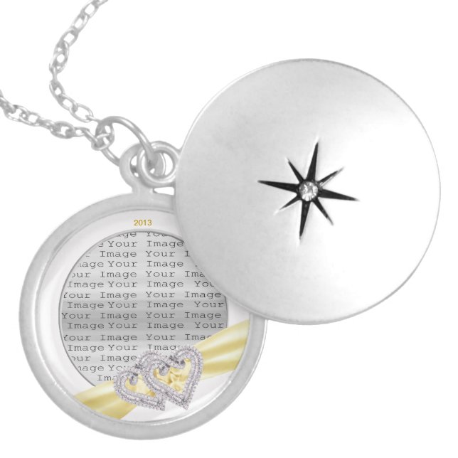 Custom Hearts Lemon Ribbon Locket (Front)