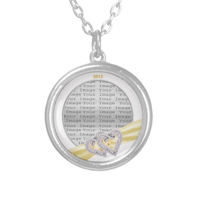 Custom Hearts Lemon Ribbon Necklace (Front)