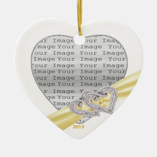 Custom Hearts Lemon  Ribbon Ornament (Front)