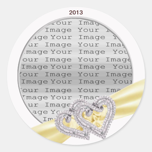 Custom Hearts Lemon Ribbon Stickers (Front)