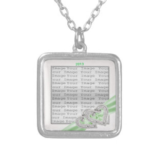 Custom Hearts Lime Ribbon Necklace