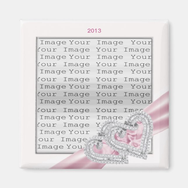 Custom Hearts Pastel Pink Ribbon Magnet (Front)