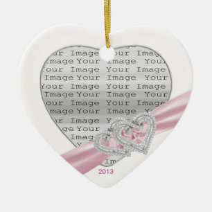 Custom Hearts Pastel Pink Ribbon Ornament