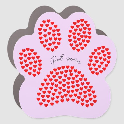 Custom hearts paw pet  car magnet
