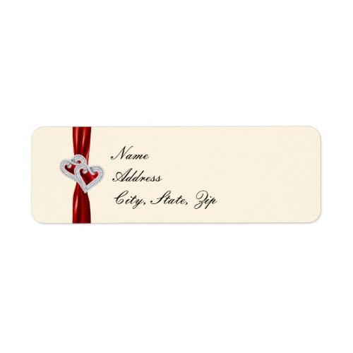 Custom Hearts Red Ribbon Address Labels