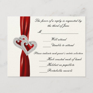 Custom Hearts Red Ribbon Response Card