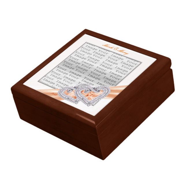 Custom Hearts Tangerine Ribbon Gift Box (Side)
