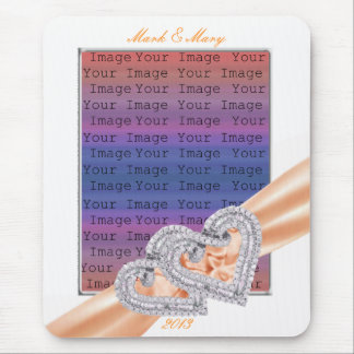 Custom Hearts Tangerine Ribbon Mouse Pad