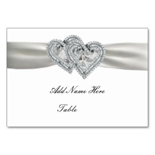 Custom Hearts White Wedding Place Card