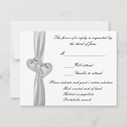 Custom Hearts White Wedding Response Card