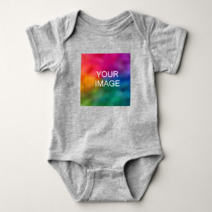 Custom Heather Grey Color Template Add Image Baby Bodysuit