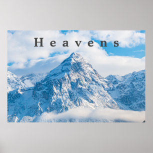 Custom Heavens Text Blue Sky Image with Gold Clips Poster
