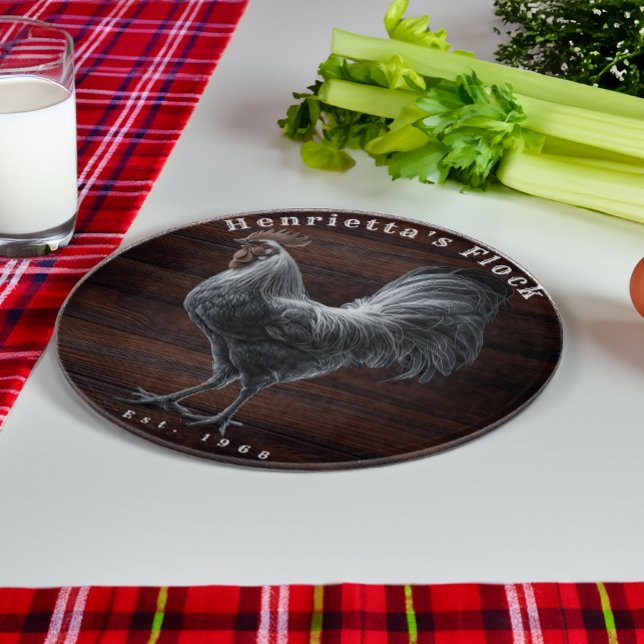 Custom Heirloom Rooster Farmhouse  Cutting Board (Stylish Rustic Farmhouse Cutting Board)