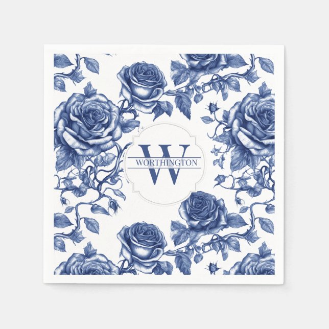 Custom Heirloom Rose Collection Blue Rose Napkins (Front)
