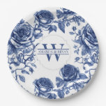 Custom Heirloom Rose Collection Blue Rose Paper Plates