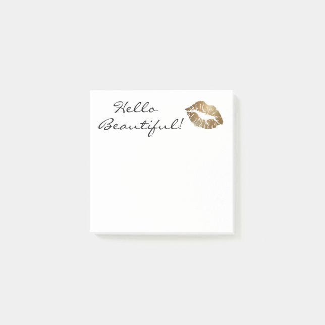 custom,hello beautiful! with gold kiss post-it notes (Front)