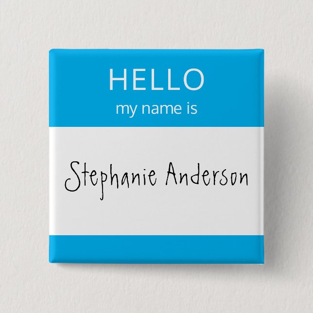 Custom HELLO My Name Is Badge Button (Front)