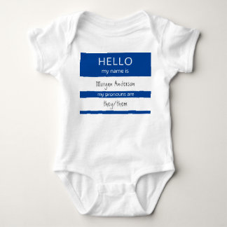 Custom HELLO My Name Pronouns Is Badge Baby Bodysuit