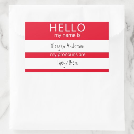 Custom Hello My Name Pronouns Is Badge Rectangular Sticker Zazzle