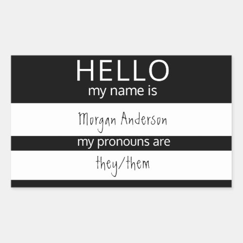 Custom HELLO My Name Pronouns Is Badge Rectangular Sticker