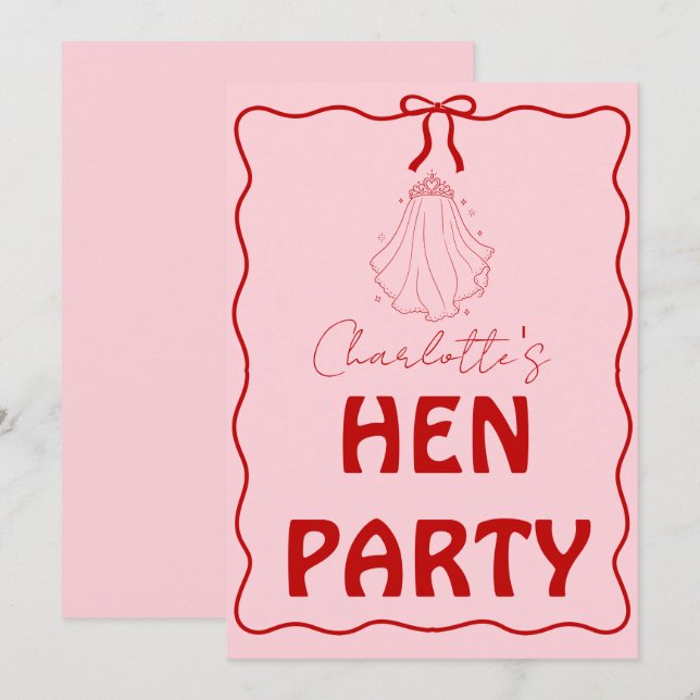 Custom Hen Party Bachelorette Party Invitation (Front/Back)